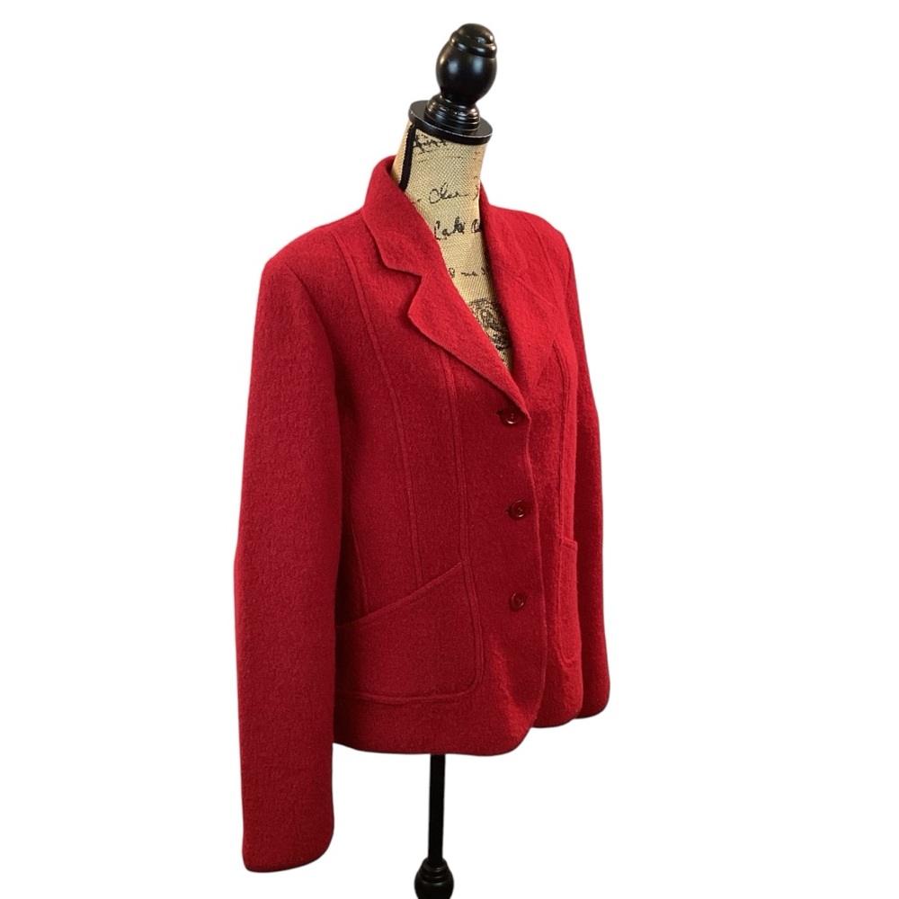 Revue 100% Wool Three Button Blazer Red - image 4